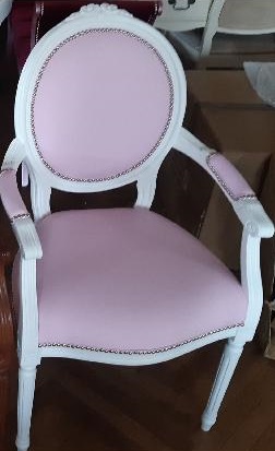 Židle bílá, růžová koženka
